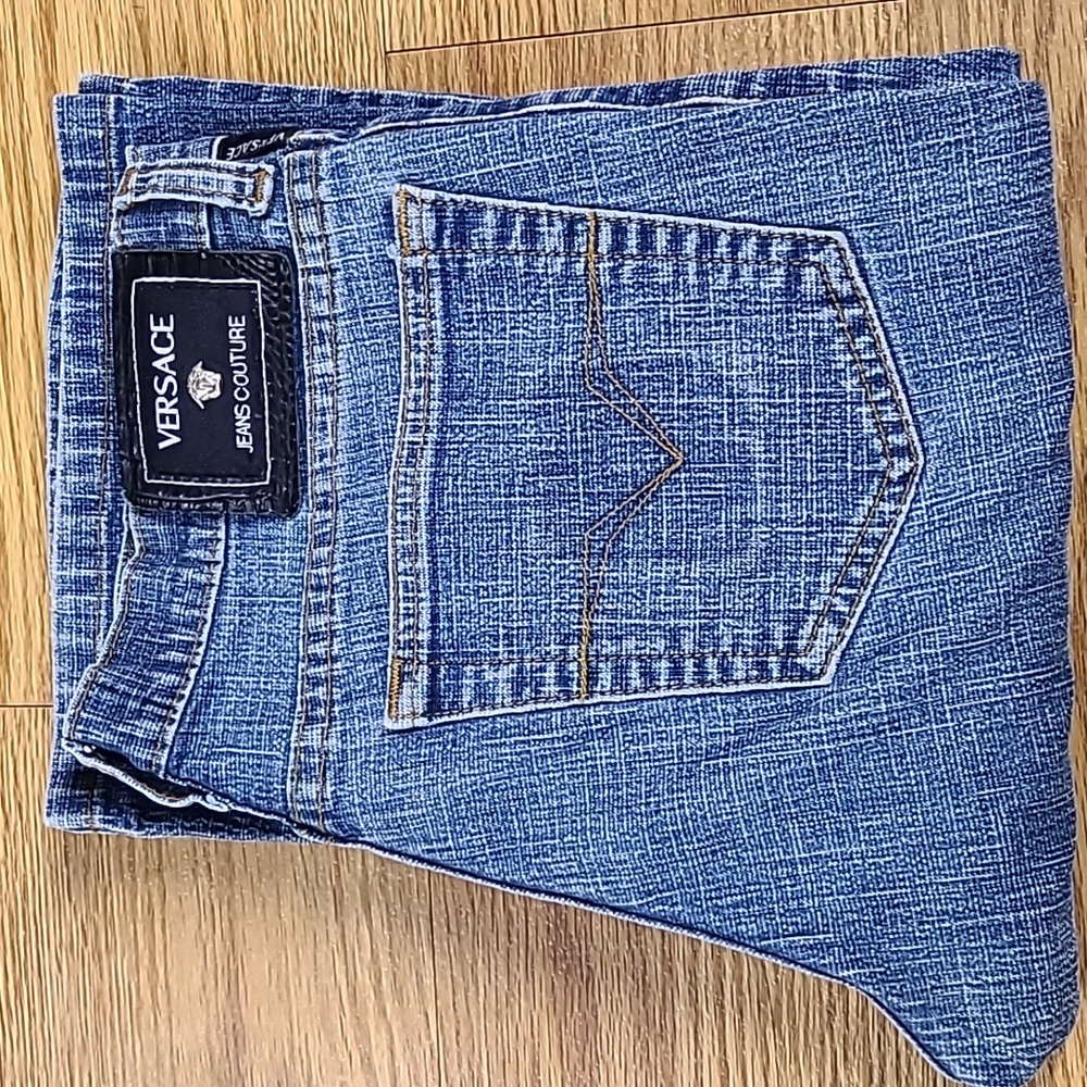 VINTAGE VERSACE COUTURE ITTIERRE 32x26 WOMENS GIRLS DISTRESED FADED STRIGHT JEAN